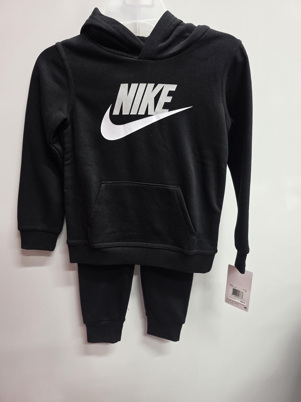 Nike Black Kids Hoodie with White Swoosh Logo
